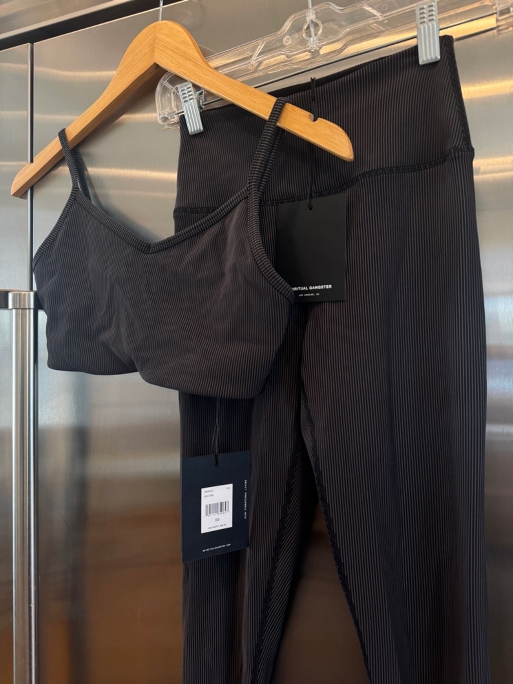 NWT Spiritual Gangster Matching SET - Auralight Legging + Aria Bra -Ribbed Black - Picture 4 of 16